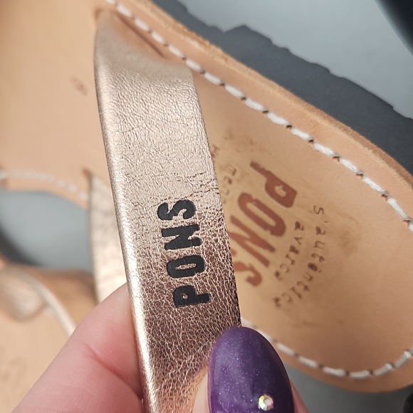 PONS Avarcas Spanish Sandal Rose Gold Metallic Women 8 - Picture 9 of 11